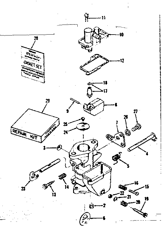 Carburetor Diagram and Parts List for 14356252  Craftsman Engine