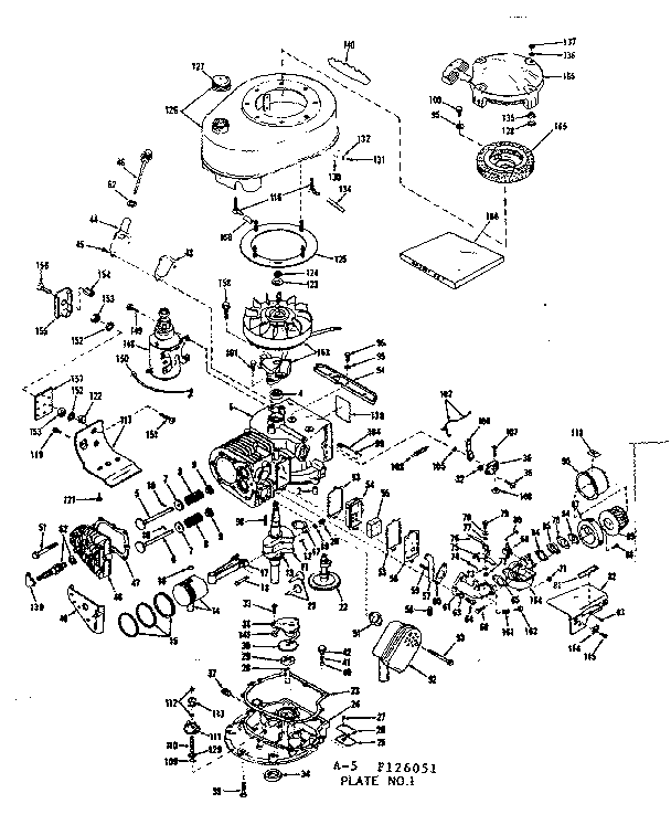 Basic Engine Diagram and Parts List for 143126051  Craftsman Engine