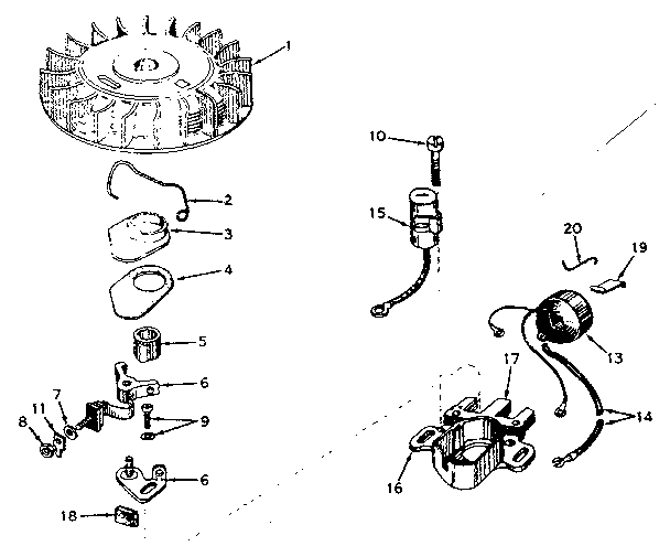 Magneto No. 610794 Diagram and Parts List for 200243112  Craftsman Engine