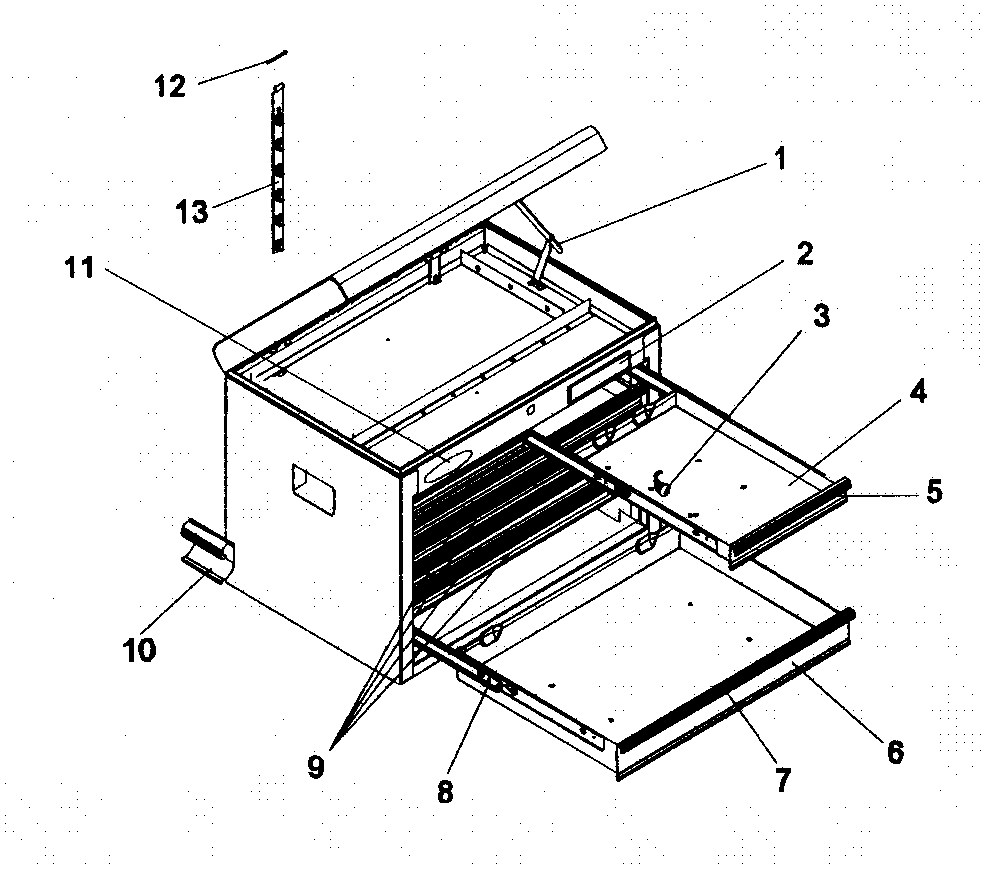 Chest Diagram and Parts List for 706619343  Craftsman Tool Stand & Cart
