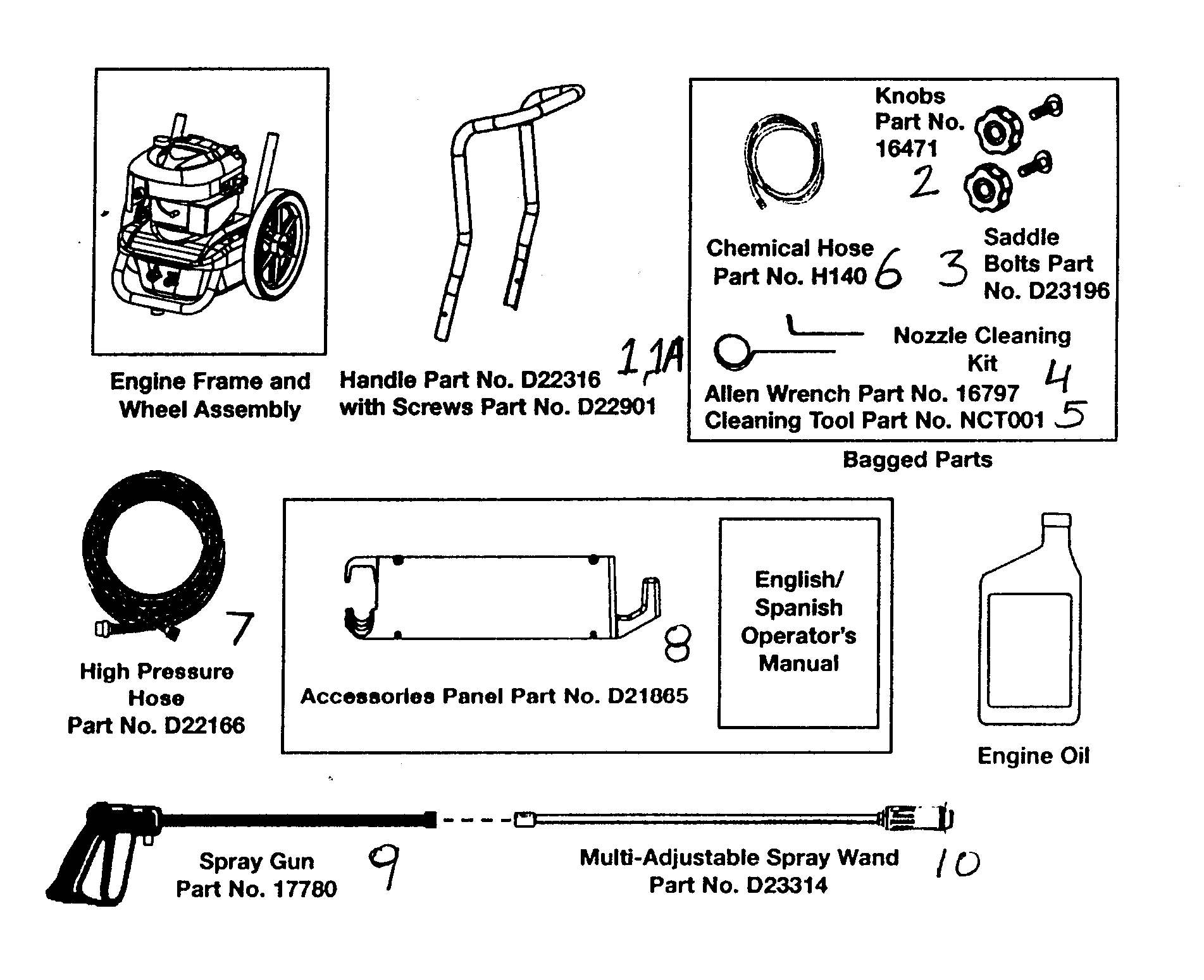 Accessorys Diagram and Parts List for 919769062  Craftsman Pressure Washer