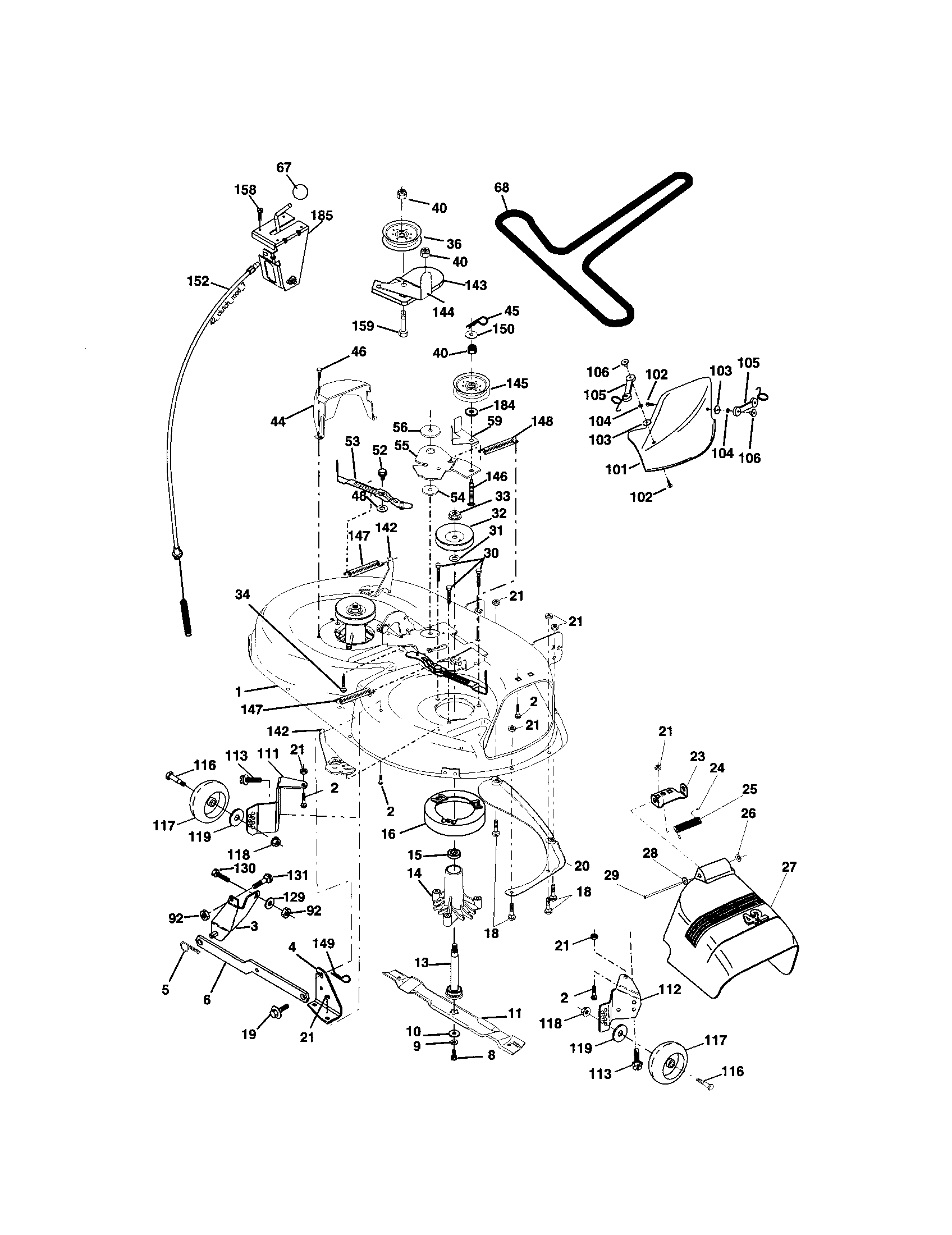Mower Deck Diagram and Parts List for 917273710  Craftsman Lawn Tractor