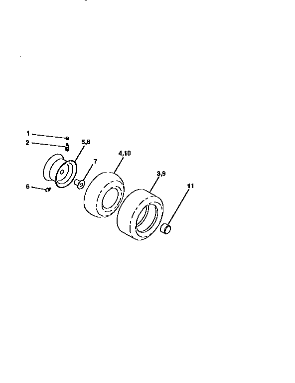 Wheels And Tires Diagram and Parts List for 917258691  Craftsman Lawn Tractor