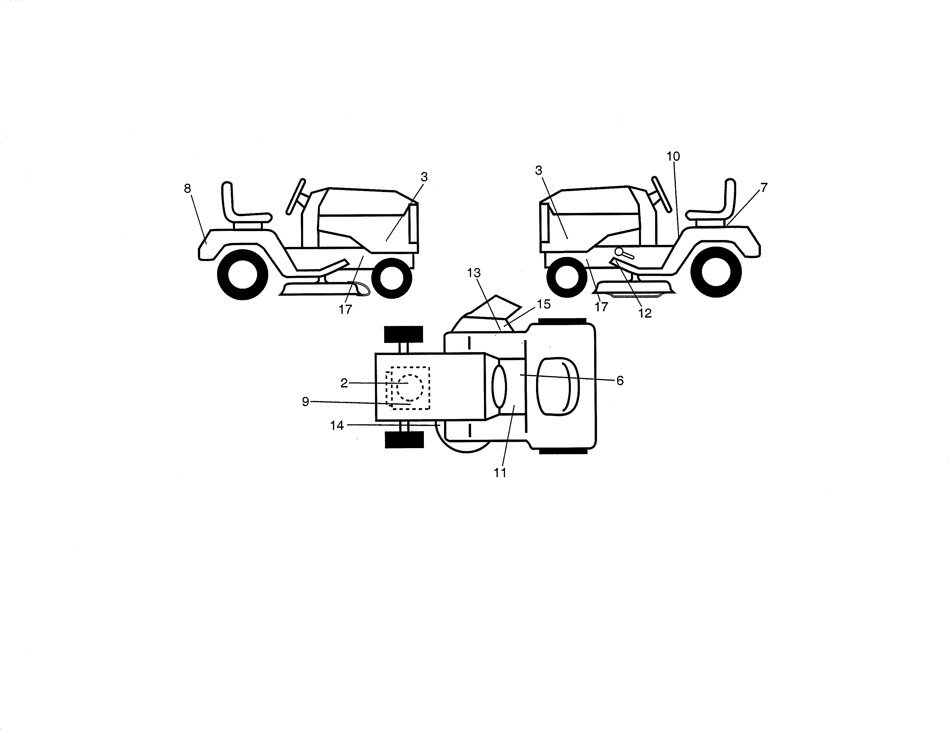 Decals Diagram and Parts List for 917254703  Craftsman Lawn Tractor