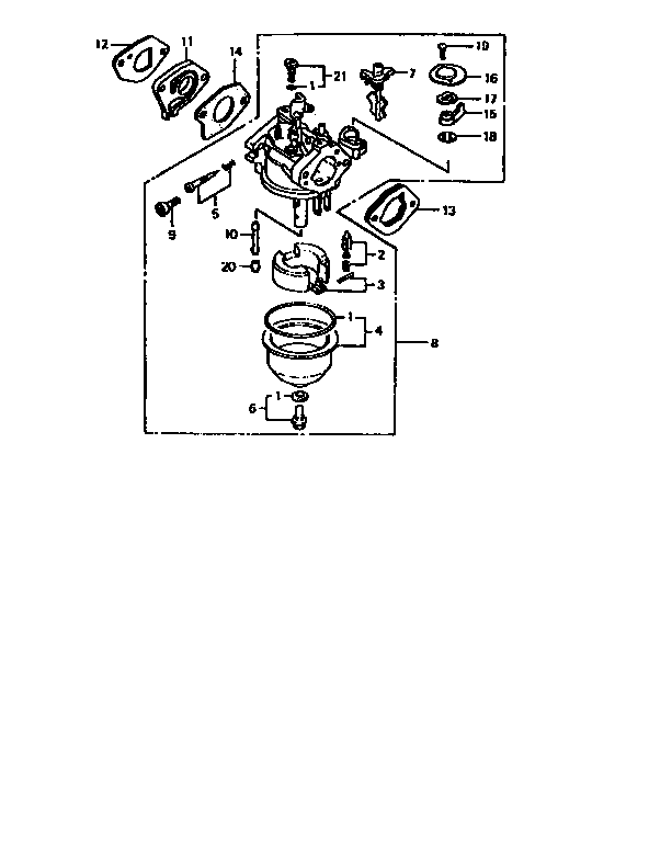 Carburetor Diagram and Parts List for 550GXV140A1KY  Craftsman Engine