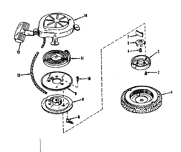 Rewind Starter No. 29224 Diagram and Parts List for 143501170  Craftsman Engine