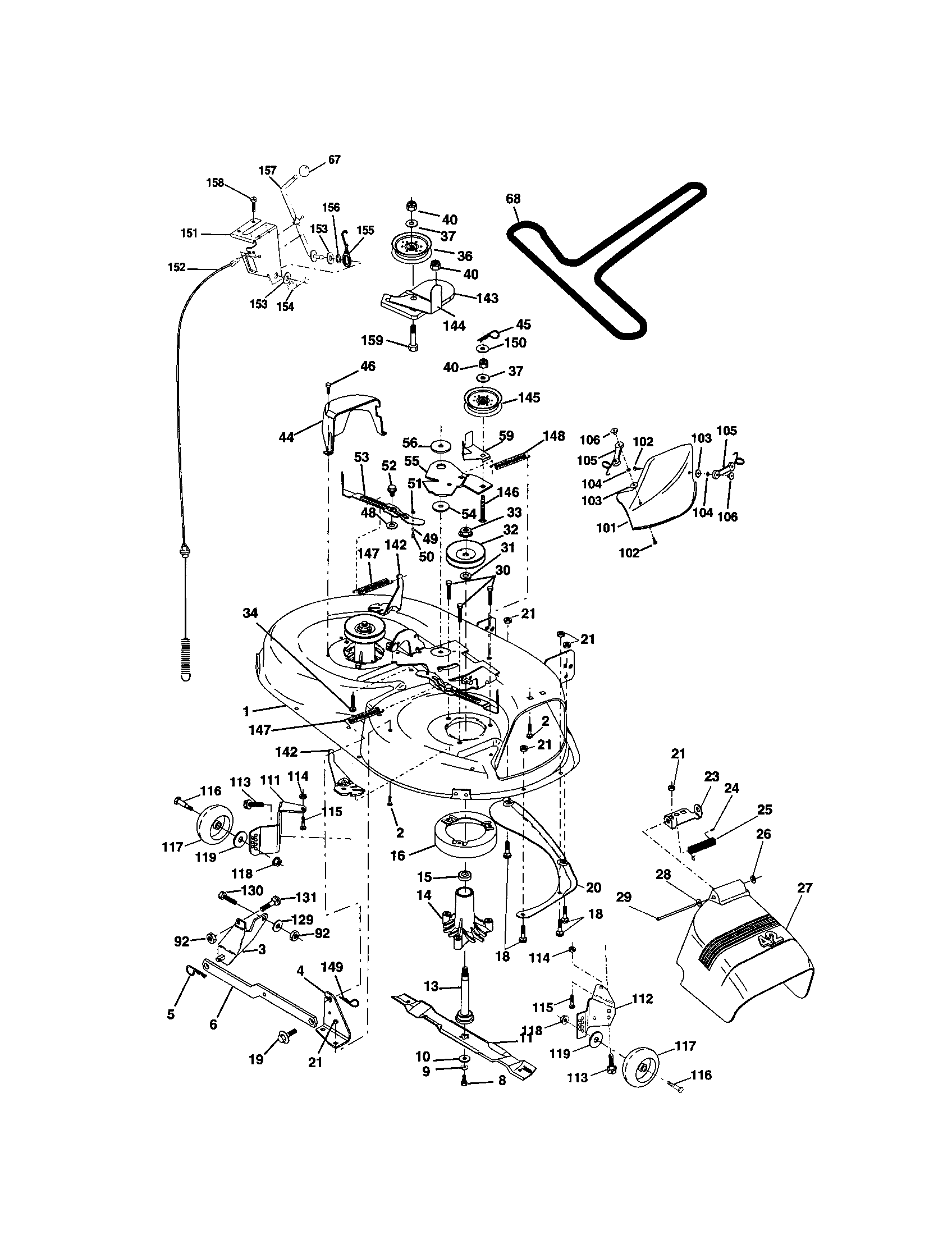 Mower Deck Diagram and Parts List for 917272084  Craftsman Lawn Tractor