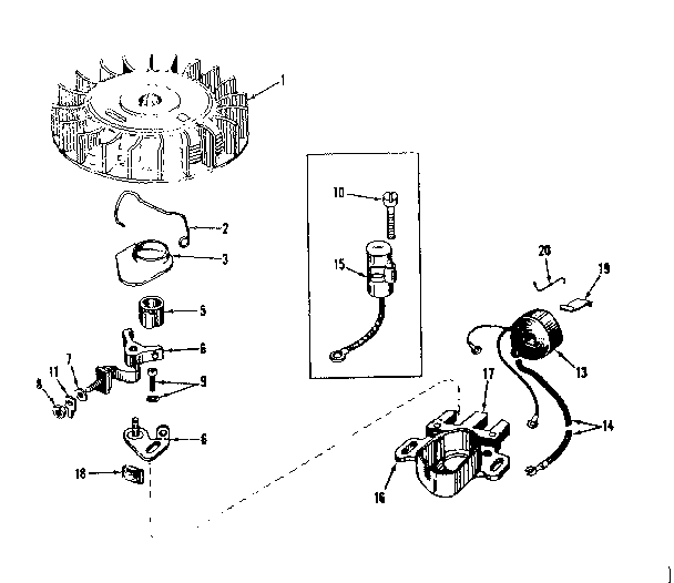 Magneto Diagram and Parts List for 143134032  Craftsman Engine