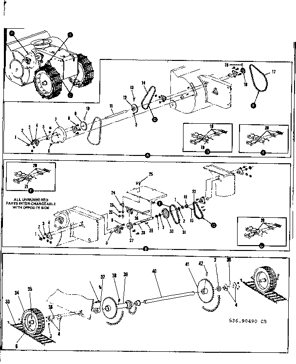 Wheel Assembly Diagram and Parts List for 53690490  Craftsman Snow Blower