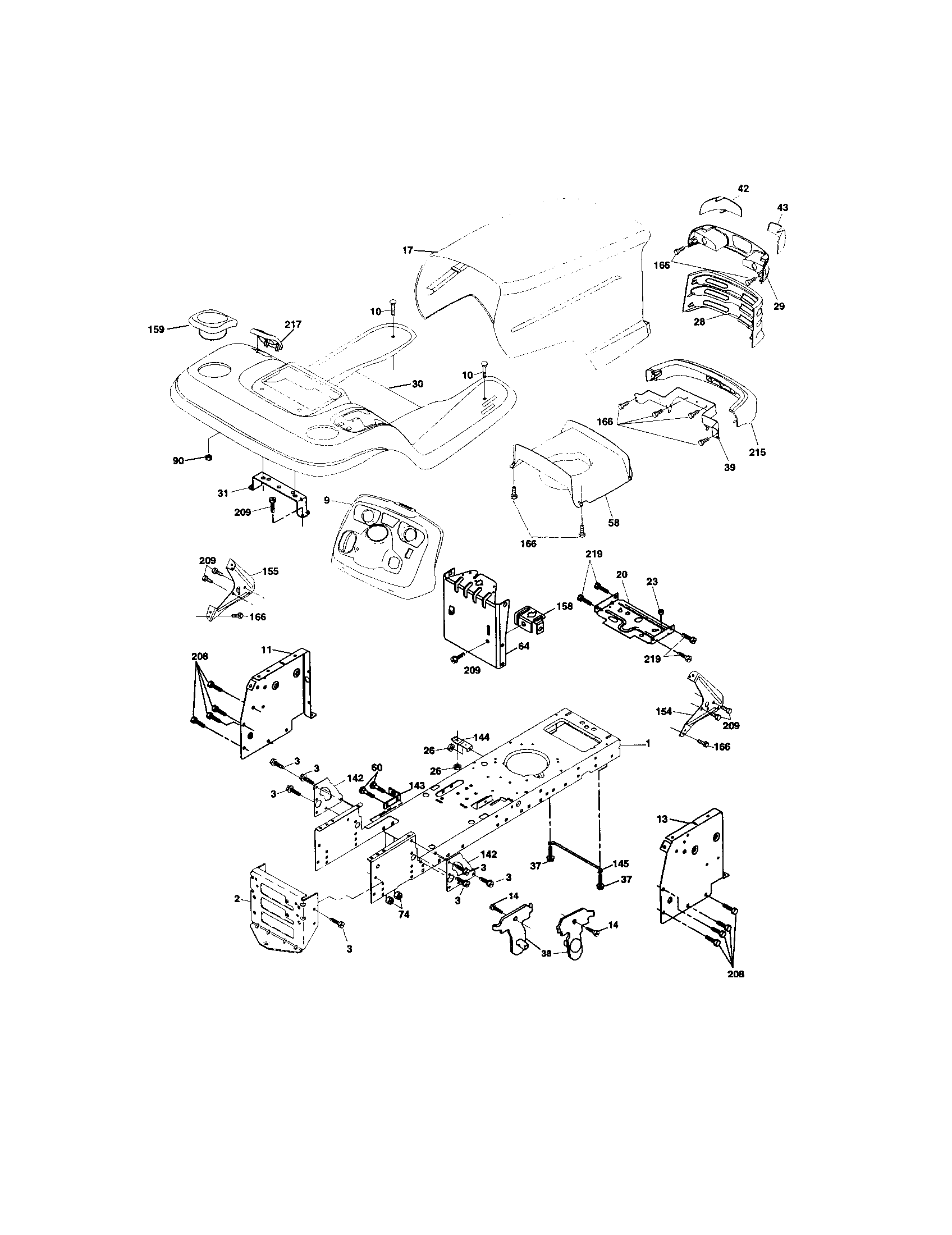 Chassis And Enclosures Diagram and Parts List for 917273260  Craftsman Lawn Tractor