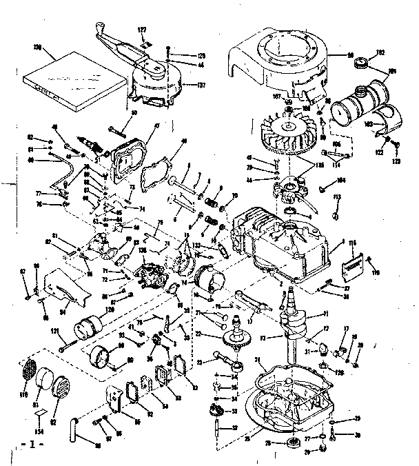 Basic Engine Diagram and Parts List for 143102152  Craftsman Engine