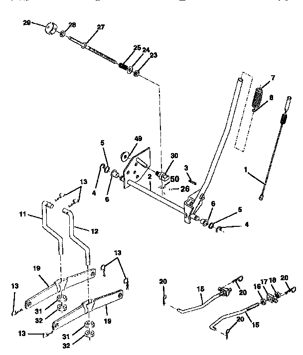 Mower Lift Diagram and Parts List for 917259020  Craftsman Lawn Tractor