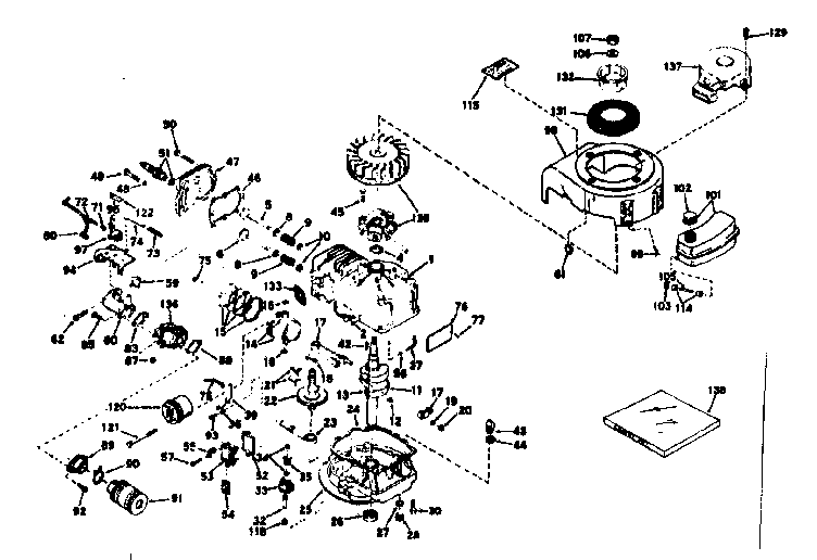 Basic Engine Diagram and Parts List for 143224012  Craftsman Engine