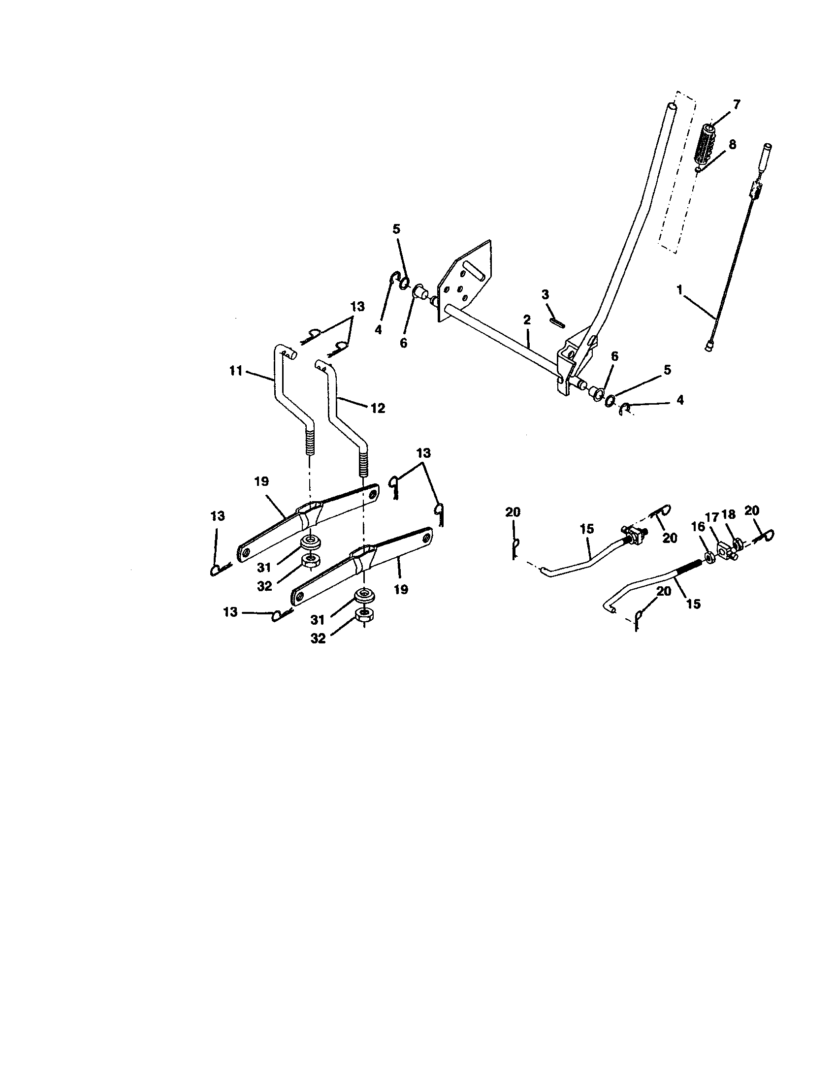 Lift Assembly Diagram and Parts List for 917272671  Craftsman Lawn Tractor