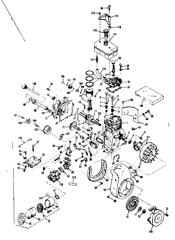 Basic Engine Diagram and Parts List for 143531042  Craftsman Engine