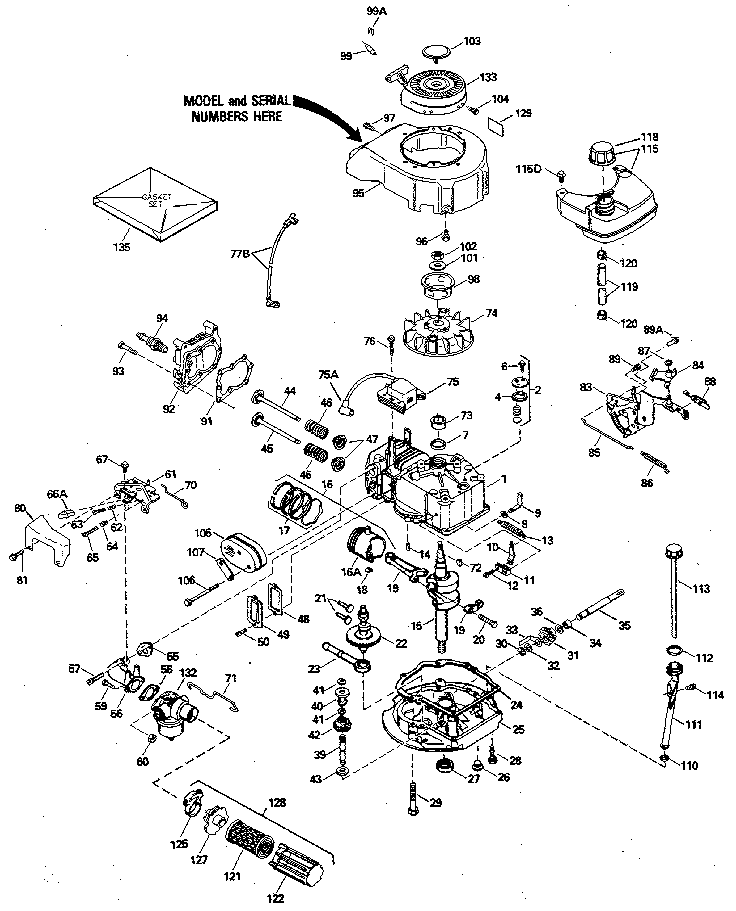 Replacement Parts Diagram and Parts List for 143394372  Craftsman Engine