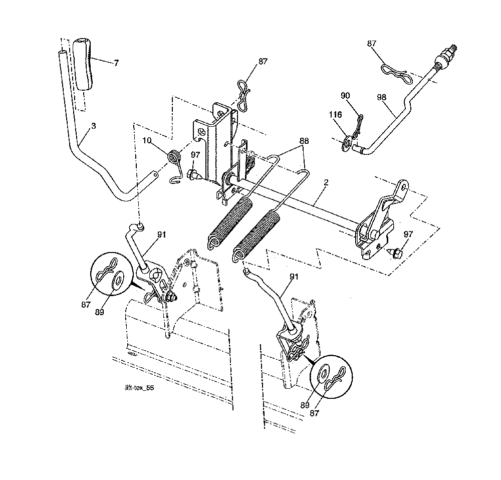 Lift assembly Diagram and Parts List for 960420221  Craftsman Lawn Tractor
