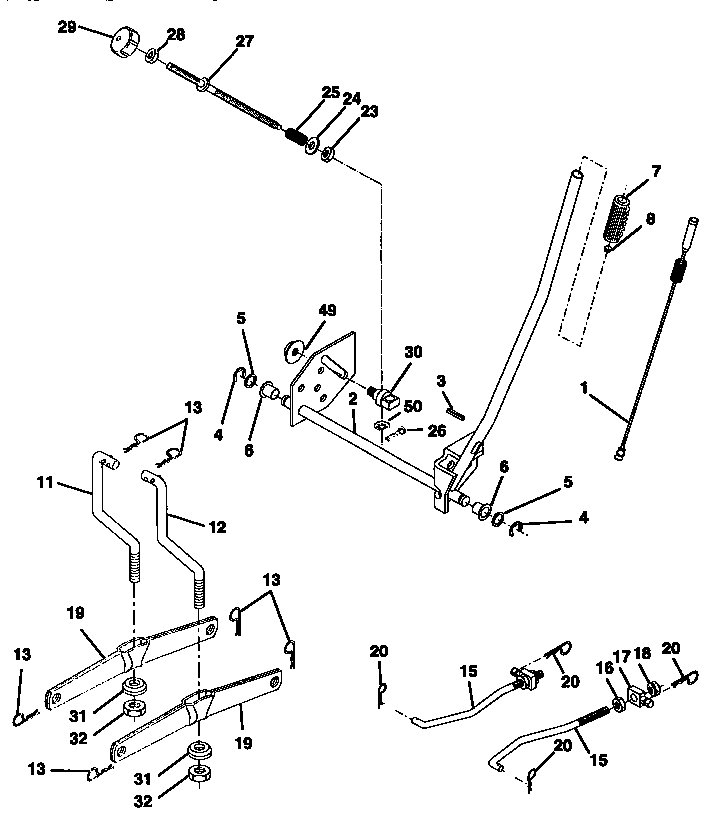 Mower Lift Diagram and Parts List for 917259172  Craftsman Lawn Tractor