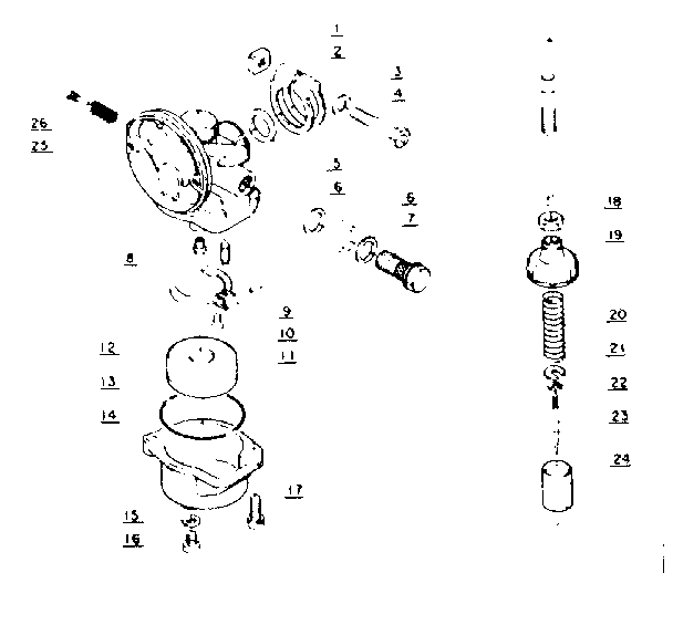 Carburetor Diagram and Parts List for PB-202  Craftsman Leaf Blower / Vacuum