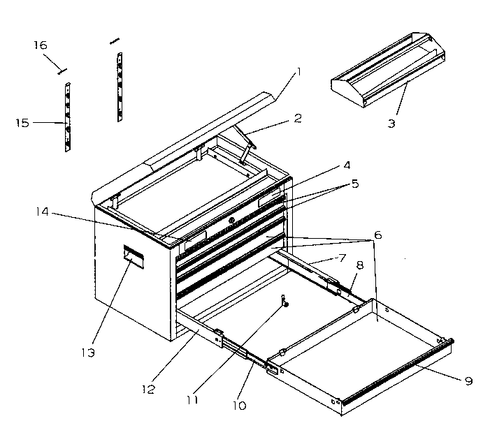 Chest Diagram and Parts List for 706597144  Craftsman Tool Stand & Cart