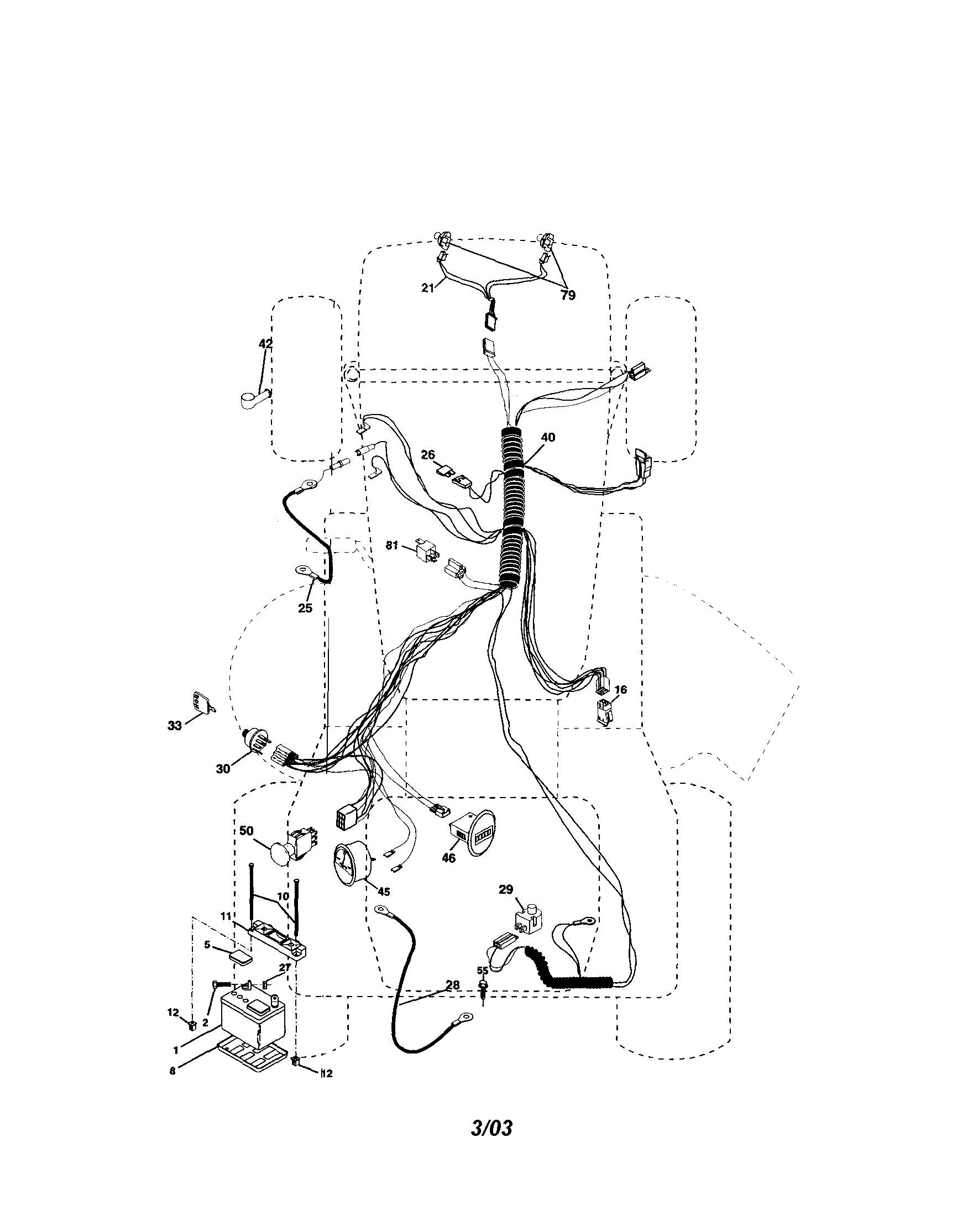 Electrical Diagram and Parts List for 917273260  Craftsman Lawn Tractor