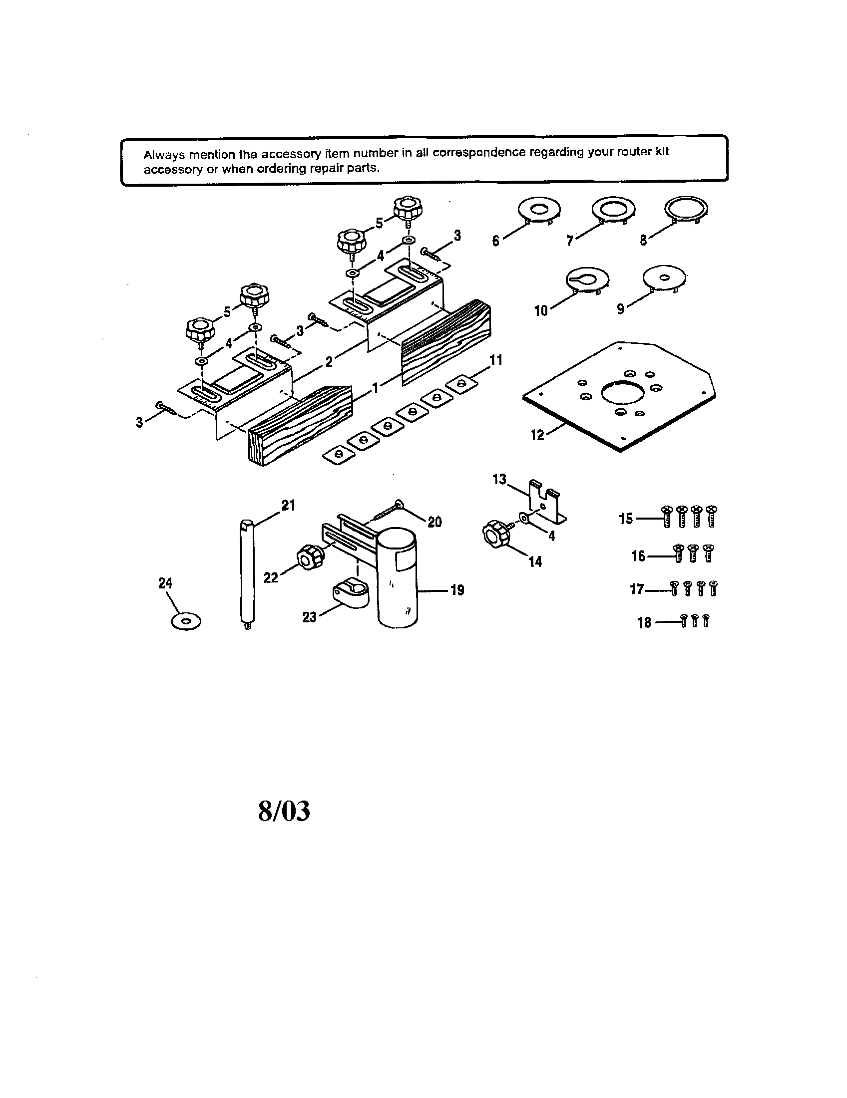 Router Kit Diagram and Parts List for 31522210  Craftsman Router