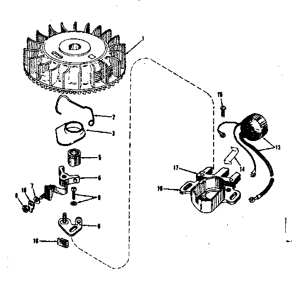 Magneto No. 610666 Diagram and Parts List for 143122041  Craftsman Engine
