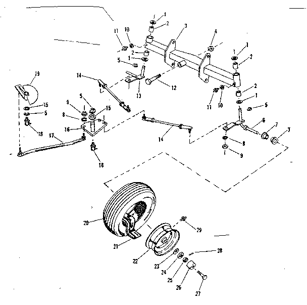 Front Axle Assembly Diagram and Parts List for 91725550  Craftsman Lawn Tractor