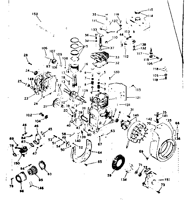 Basic Engine Diagram and Parts List for 143594060  Craftsman Engine