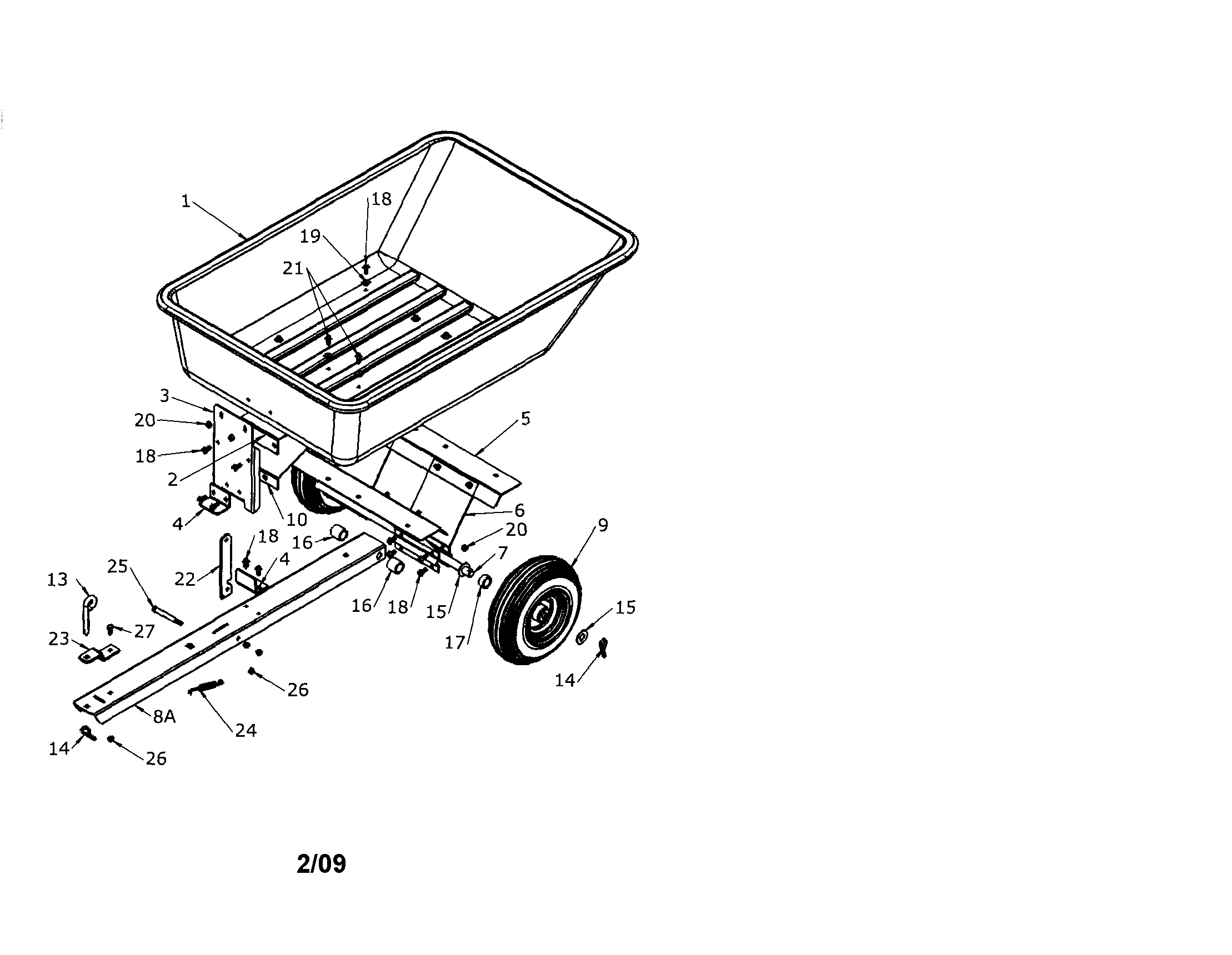 Dump Cart Diagram and Parts List for 61024489  Craftsman Tool Stand & Cart