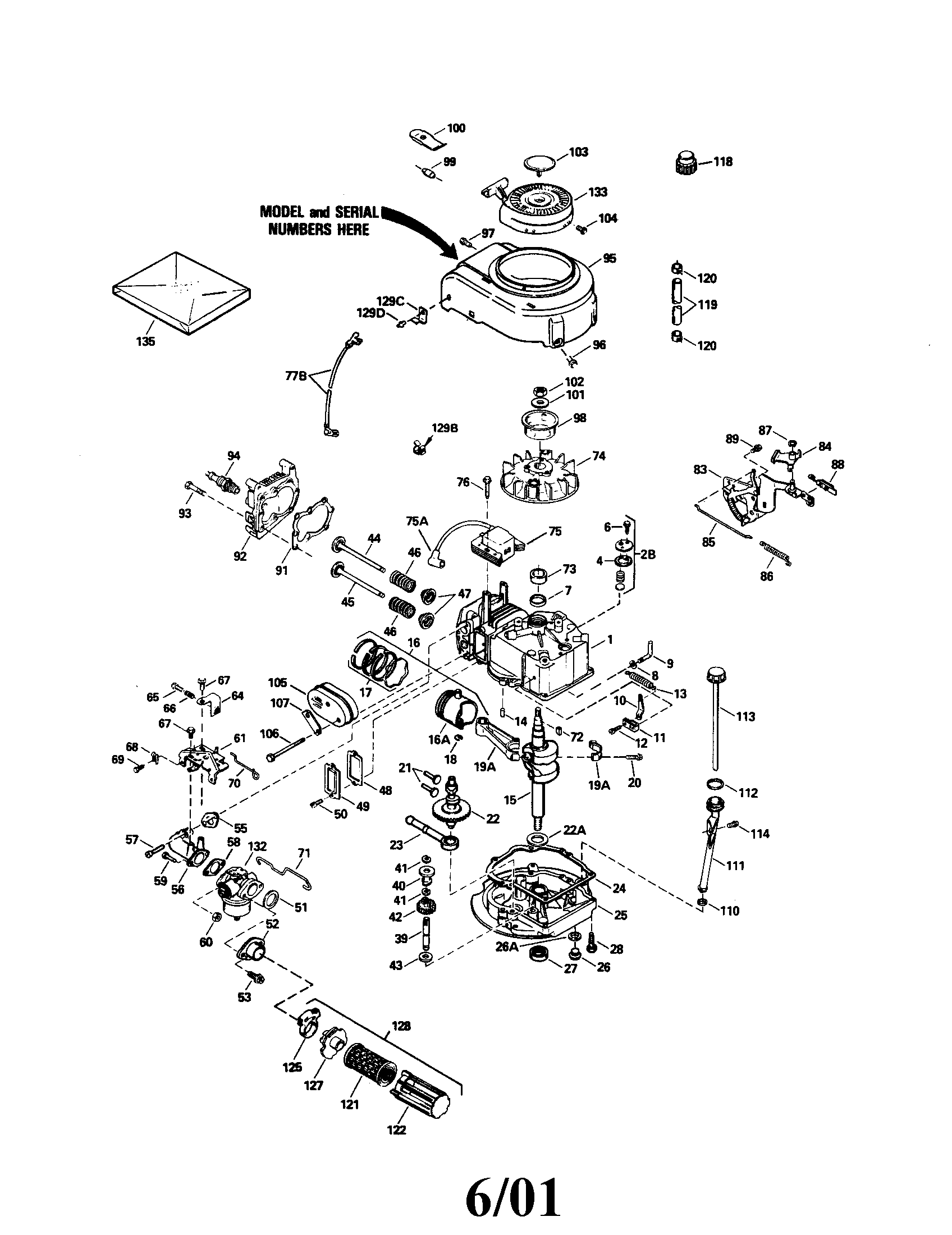Craftsman 4-cycle Engine Diagram and Parts List for 143395022  Craftsman Engine