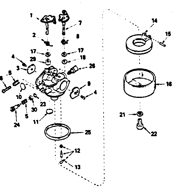Carburetor Diagram and Parts List for 143376042  Craftsman Engine