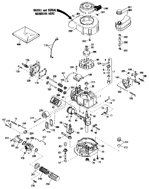 Replacement Parts Diagram and Parts List for 143434072  Craftsman Engine