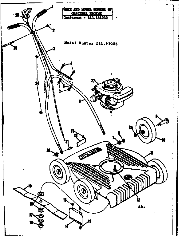 Replacement Parts Diagram and Parts List for 13191086  Craftsman Lawn Mower