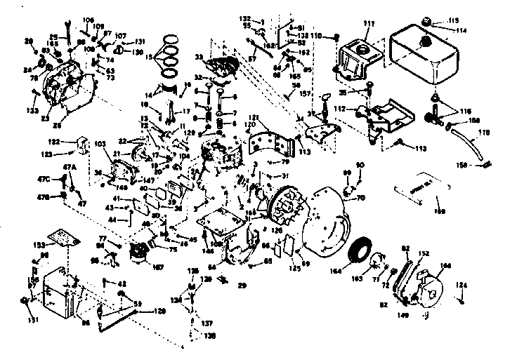 Basic Engine Diagram and Parts List for 143625132  Craftsman Engine