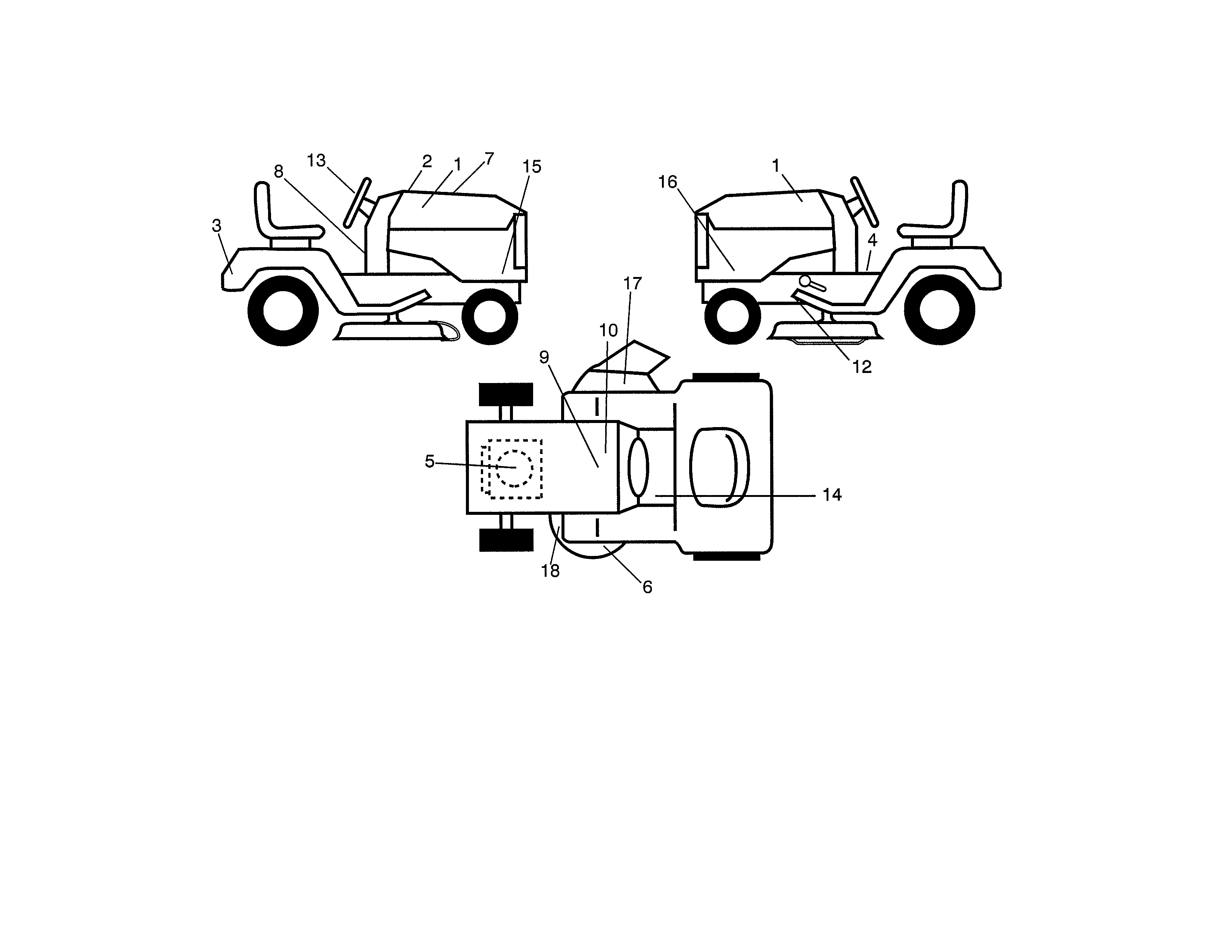 Decals Diagram and Parts List for 917204070  Craftsman Lawn Tractor