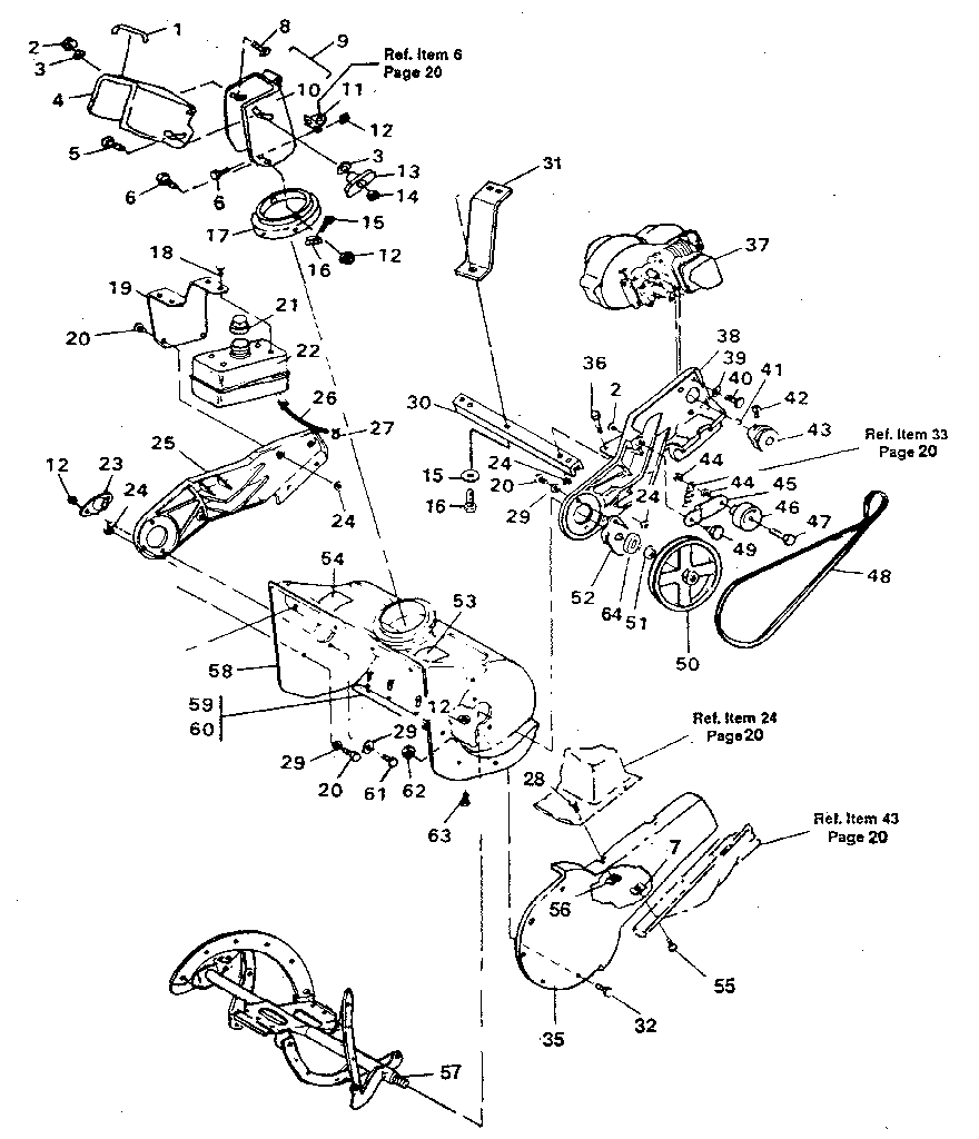 Auger Housing Assembly Diagram and Parts List for 536884240  Craftsman Snow Blower