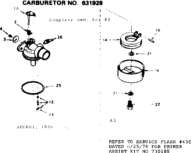 Replacement Parts Diagram and Parts List for 143274662  Craftsman Engine