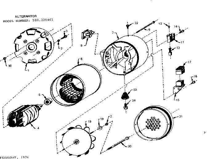 Alternator Diagram and Parts List for 580320461  Craftsman Engine