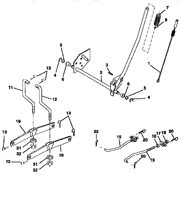 Lift Diagram and Parts List for 917258071  Craftsman Lawn Tractor