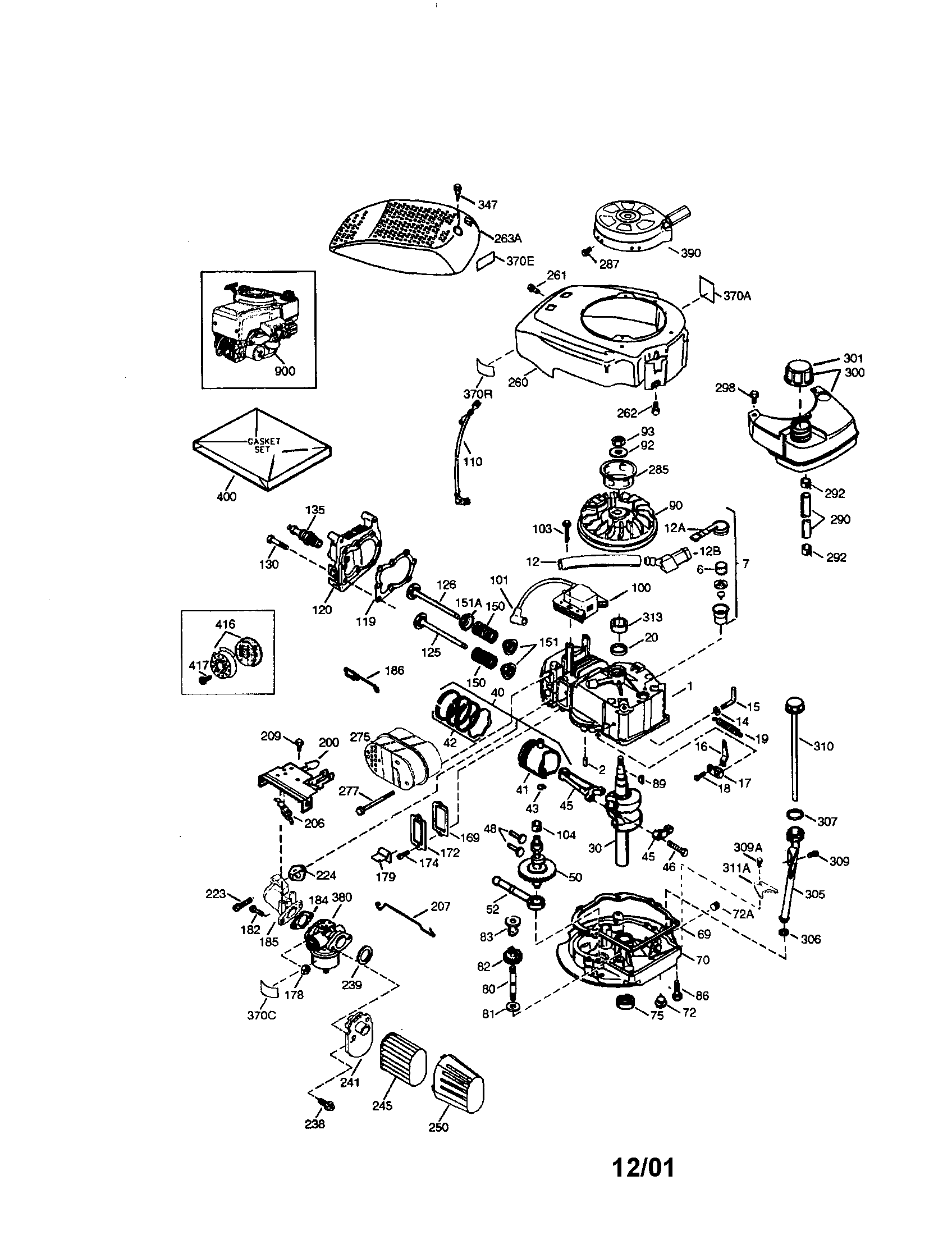 4-cycle Engine Diagram and Parts List for 143016502  Craftsman Engine