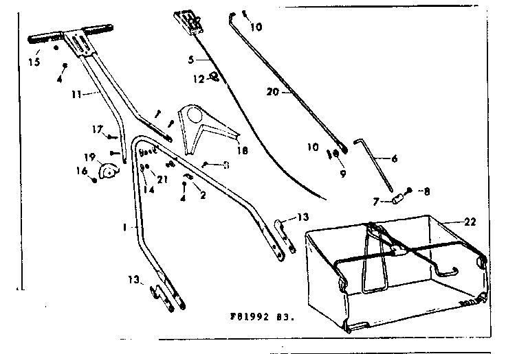 Handle Assembly Diagram and Parts List for 53681992  Craftsman Lawn Mower