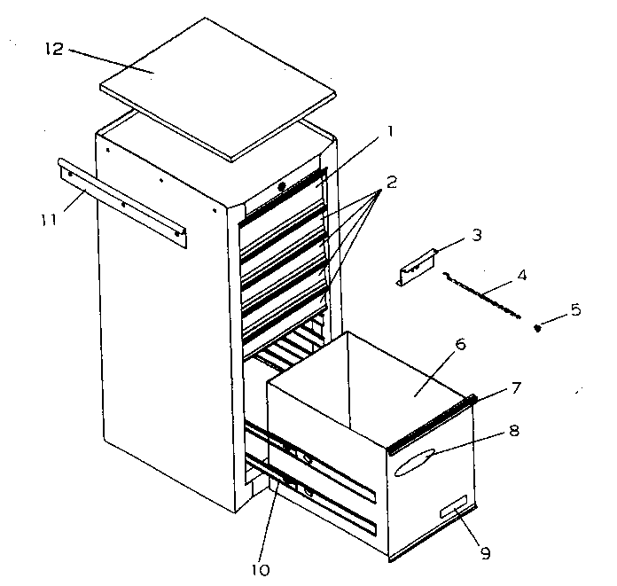 Cabinet Parts Diagram and Parts List for 706599312  Craftsman Tool Stand & Cart