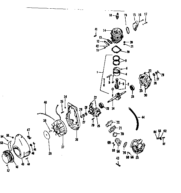 Engine Model Ah47 Diagram and Parts List for 91760025  Craftsman Chainsaw