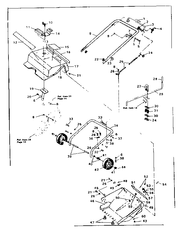 Main Frame Diagram and Parts List for 536884200  Craftsman Snow Blower