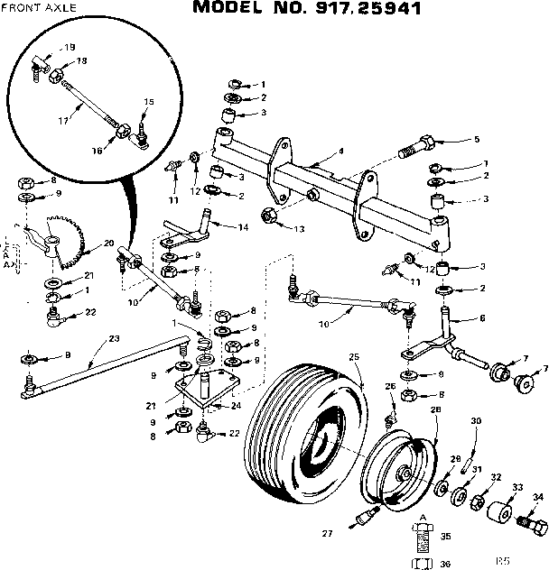 16 Garden Tractor/front Axle Diagram and Parts List for 91725941  Craftsman Chainsaw