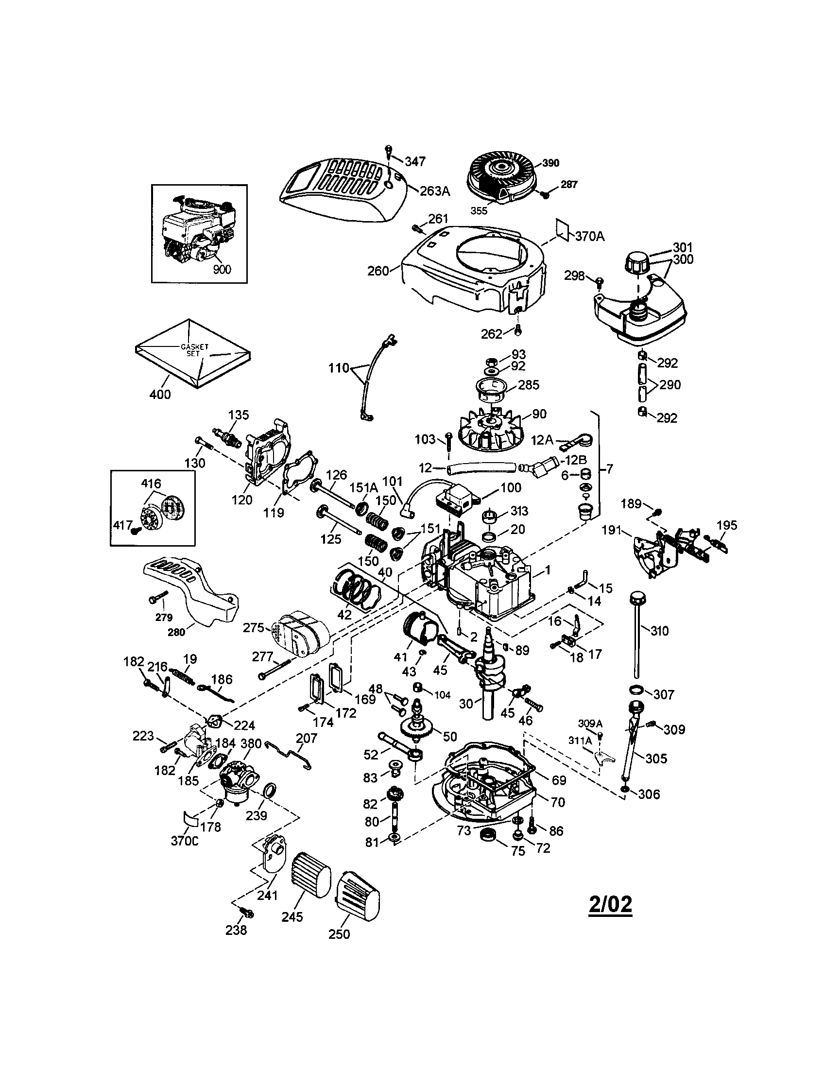 Engine Diagram and Parts List for 143026712  Craftsman Engine