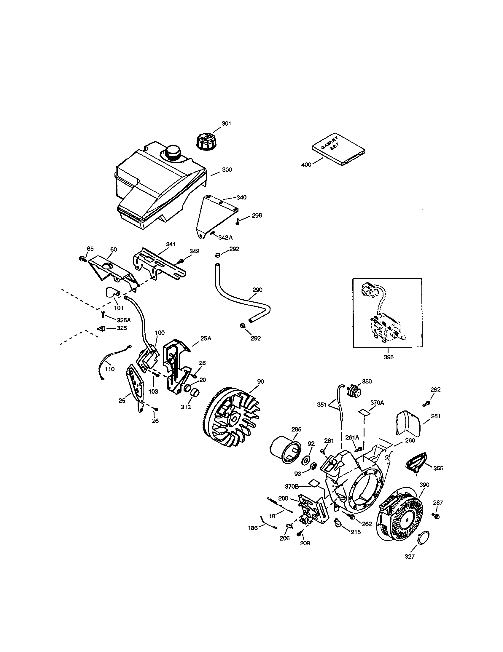 Flywheel/blower Housing/fuel Tank Diagram and Parts List for 143016001  Craftsman Engine