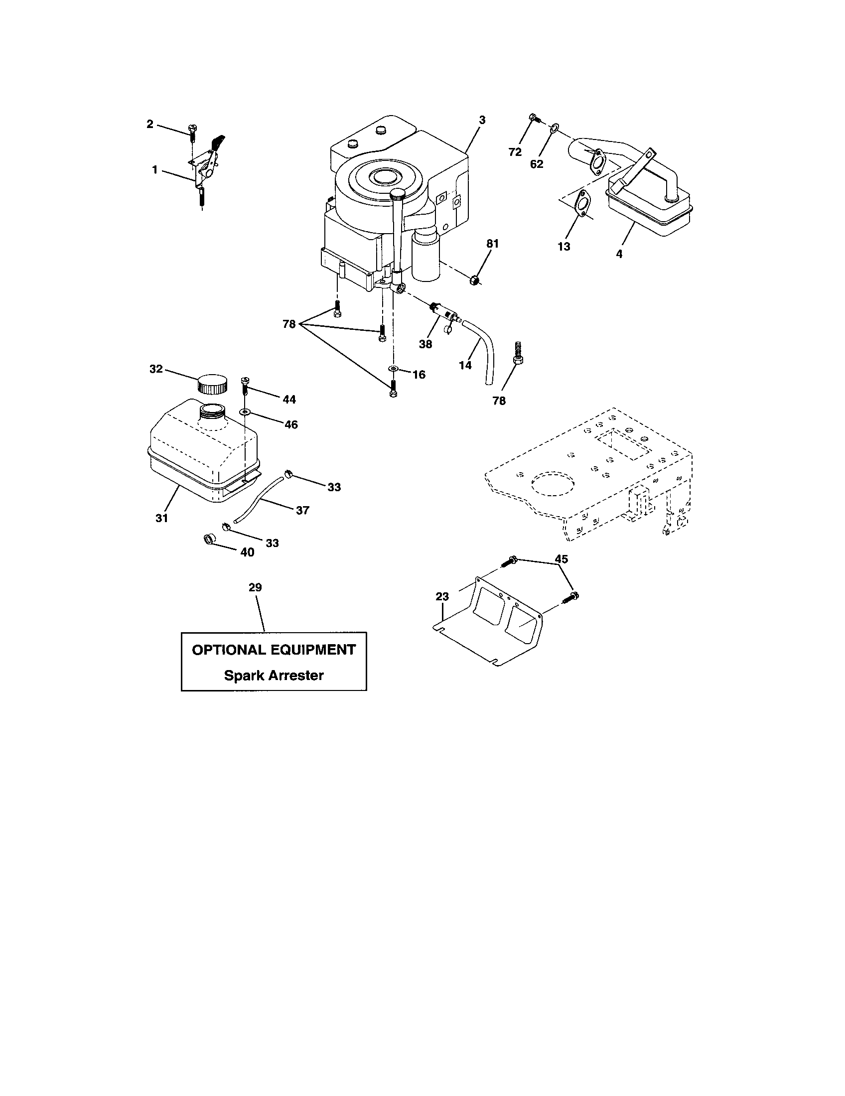 Engine Diagram and Parts List for 917272650  Craftsman Lawn Tractor