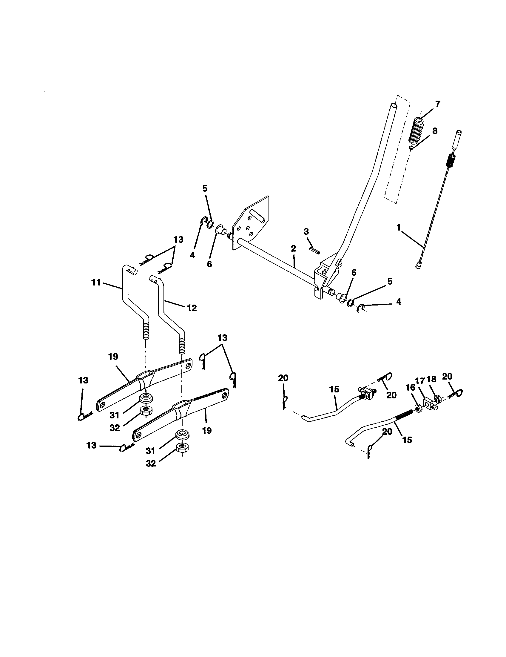 Mower Lift Diagram and Parts List for 917277021  Craftsman Lawn Tractor
